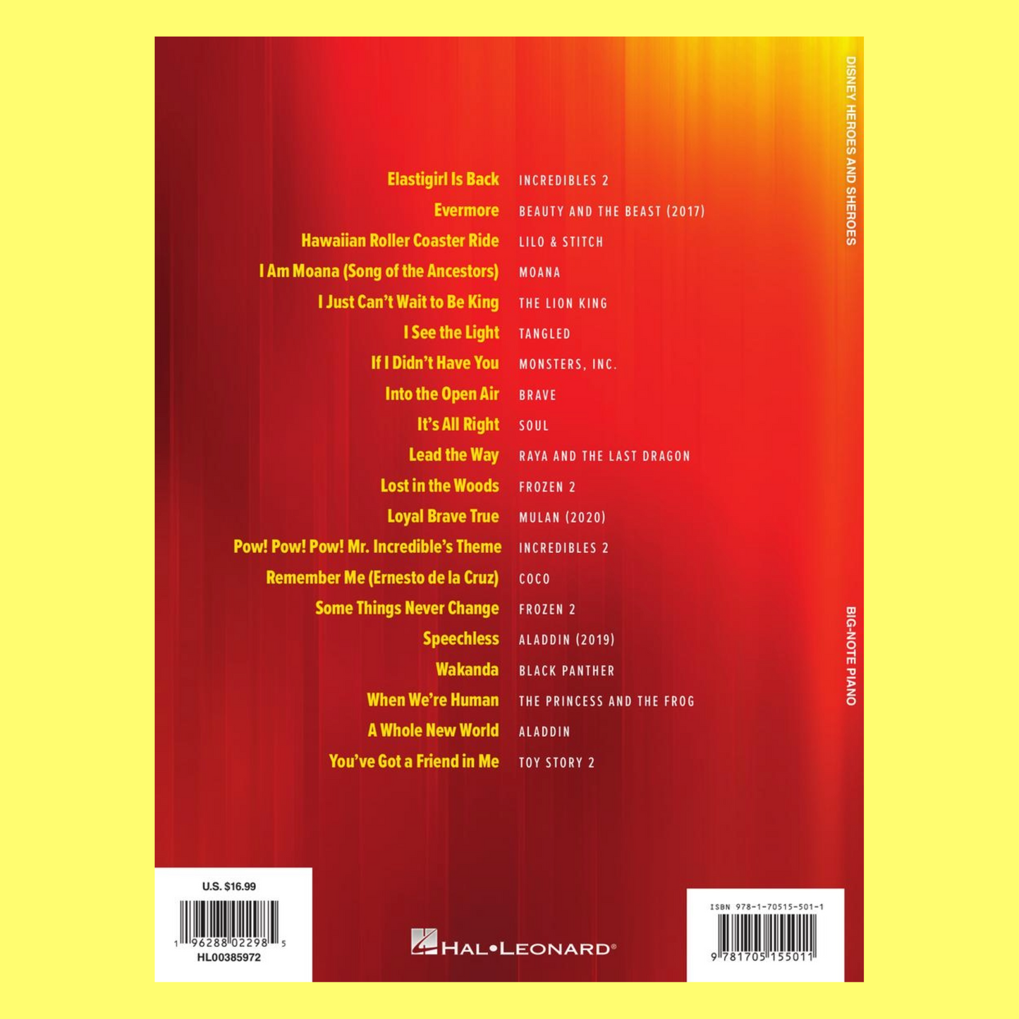 Disney Heroes and Sheroes For Big Note Piano Songbook