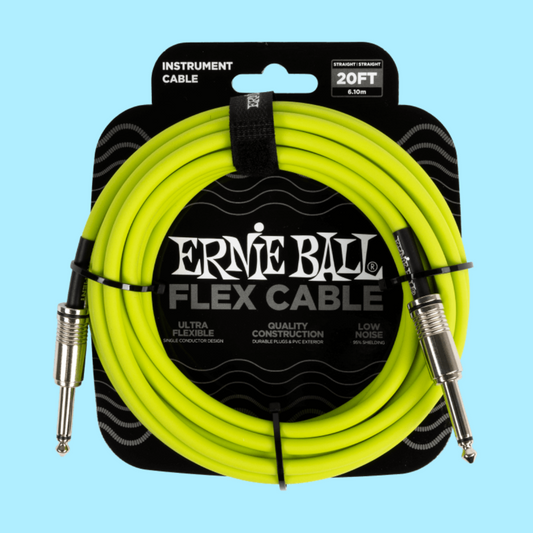 Ernie Ball Flex Instrument Cable Straight/Straight (20ft in Green)