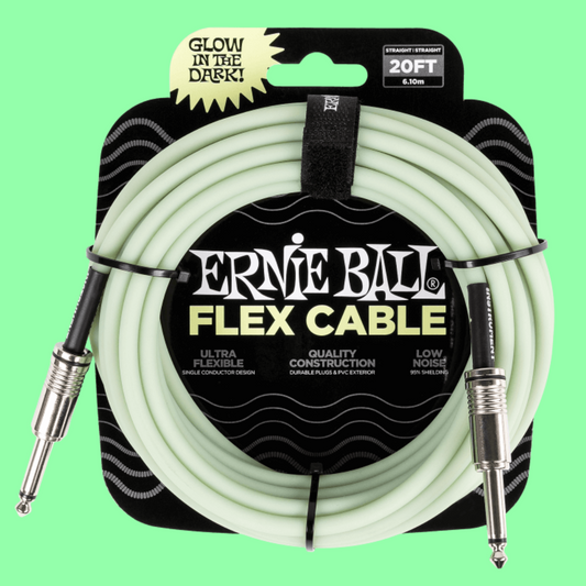 Ernie Ball Flex Instrument Cable Straight/Straight (20ft Glow in the Dark)