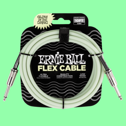 Ernie Ball Flex Instrument Cable Straight/Straight (10ft Glow in the Dark)