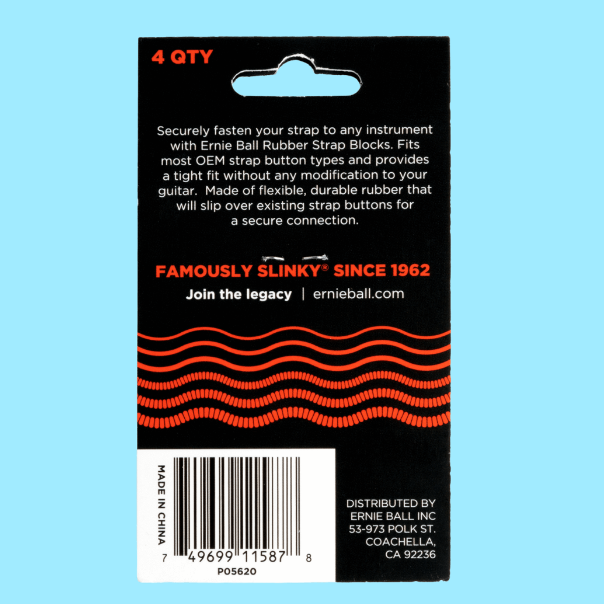 Ernie Ball Strap Blocks 4-Pack - Red