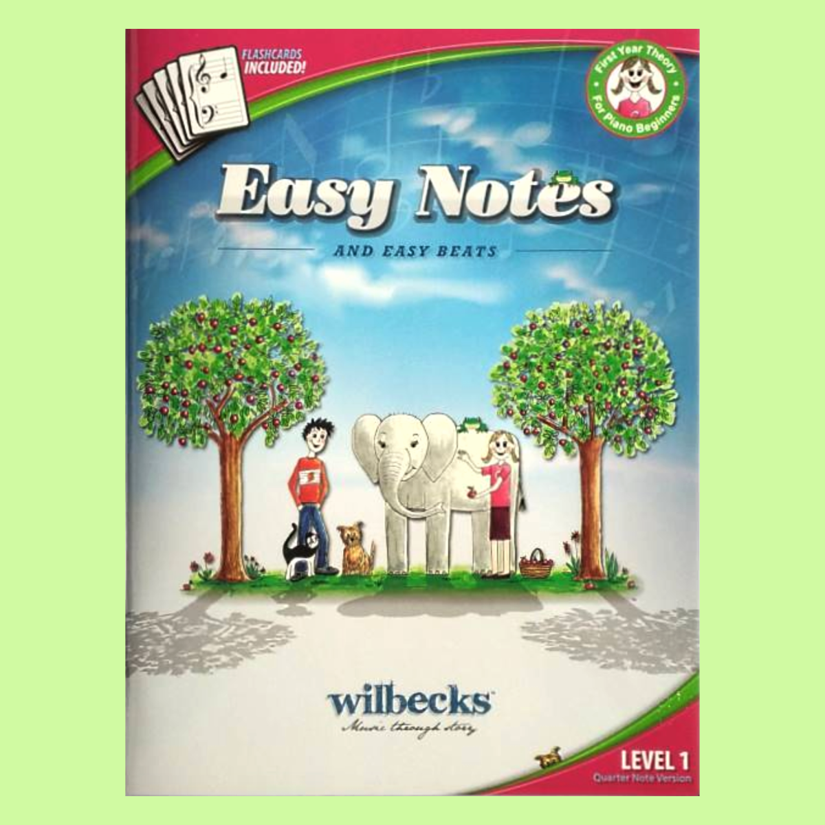 Wilbecks Easy Notes For Piano Beginners Level 1 Book with Flash Cards
