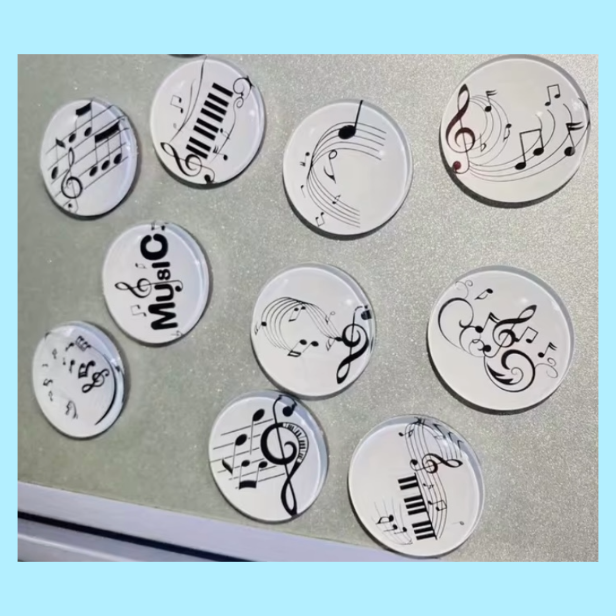 Music Themed Glass Magnet 6 Piece Set