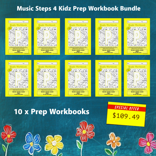 Music Stepz 4 Kidz - Prep Student Music Workbook (NEW) 10 Pack Classroom Bundle