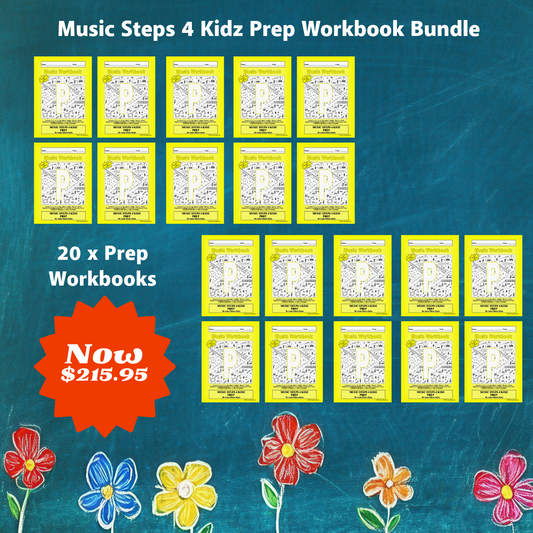 Music Stepz 4 Kidz - Prep Student Music Workbook (NEW) 20 Pack Classroom Bundle