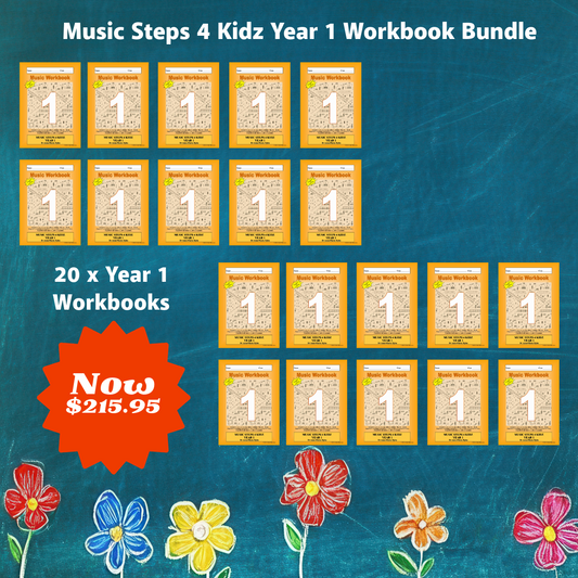Music Stepz 4 Kidz - Year 1 Student Music Workbook (NEW) 20 Pack Classroom Bundle