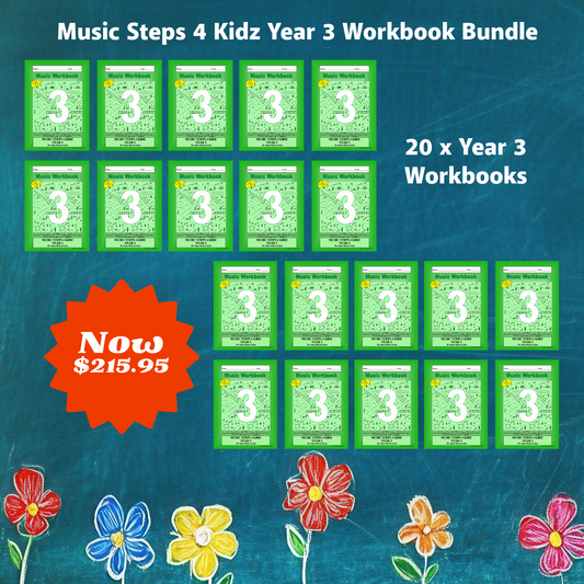 Music Stepz 4 Kidz - Year 3 Student Music Workbook (NEW) 20 Pack Classroom Bundle