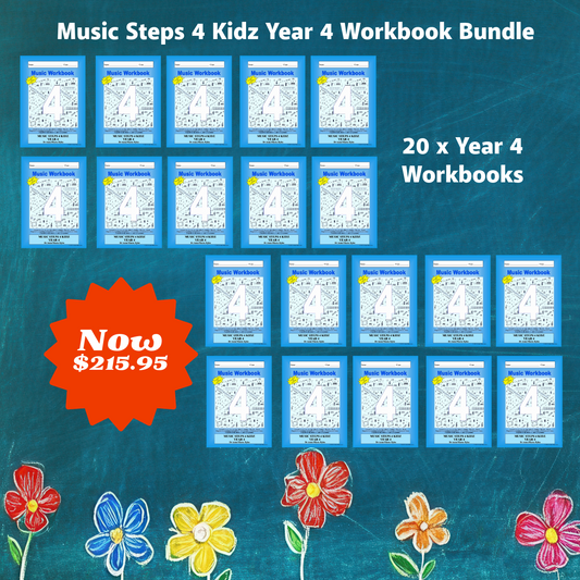 Music Stepz 4 Kidz - Year 4 Student Music Workbook (NEW) 20 Pack Classroom Bundle
