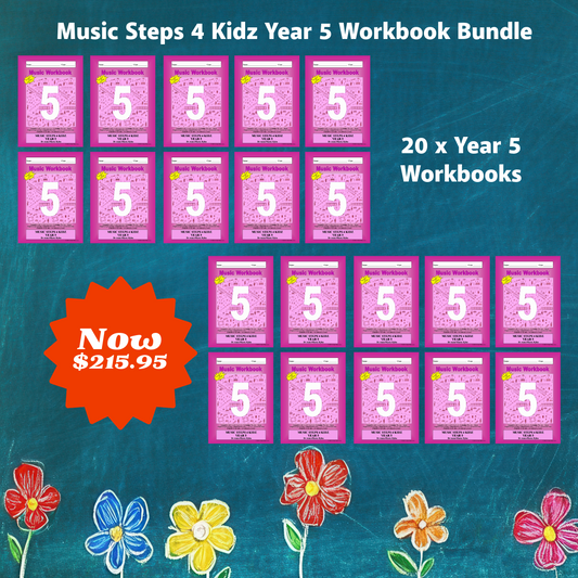 Music Stepz 4 Kidz - Year 5 Student Music Workbook (NEW) 20 Pack Classroom Bundle