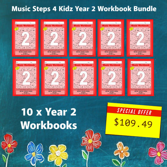 Music Stepz 4 Kidz - Year 2 Student Music Workbook (NEW) 10 Pack Classroom Bundle
