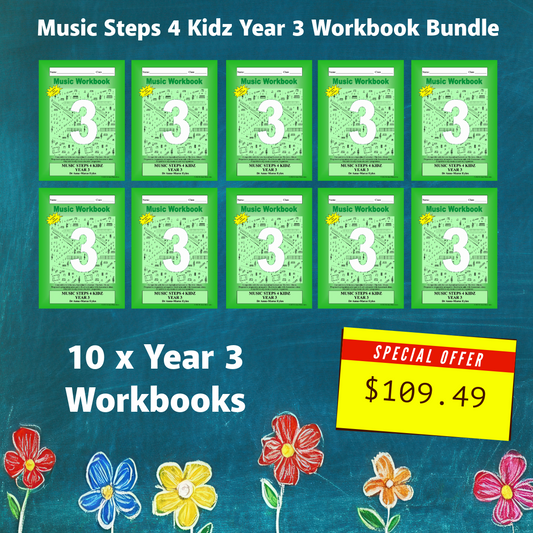 Music Stepz 4 Kidz - Year 3 Student Music Workbook (NEW) 10 Pack Classroom Bundle