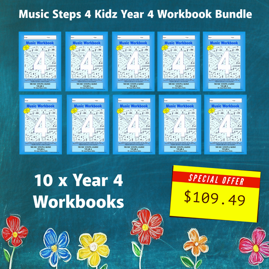 Music Stepz 4 Kidz - Year 4 Student Music Workbook (NEW) 10 Pack Classroom Bundle