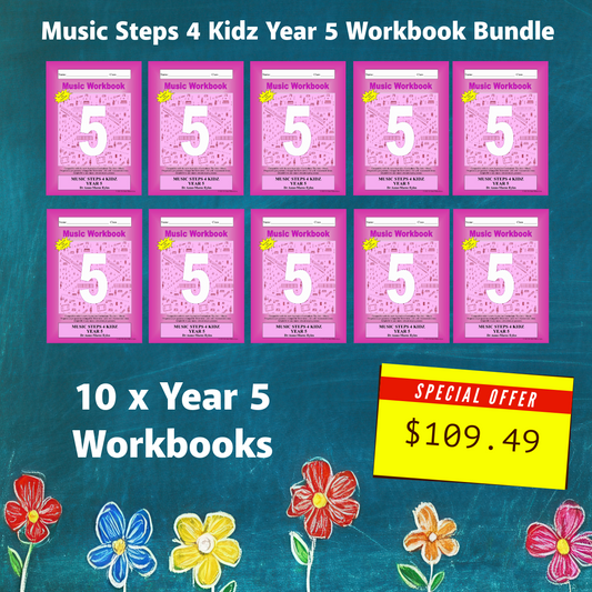 Music Stepz 4 Kidz - Year 5 Student Music Workbook (NEW) 10 Pack Classroom Bundle