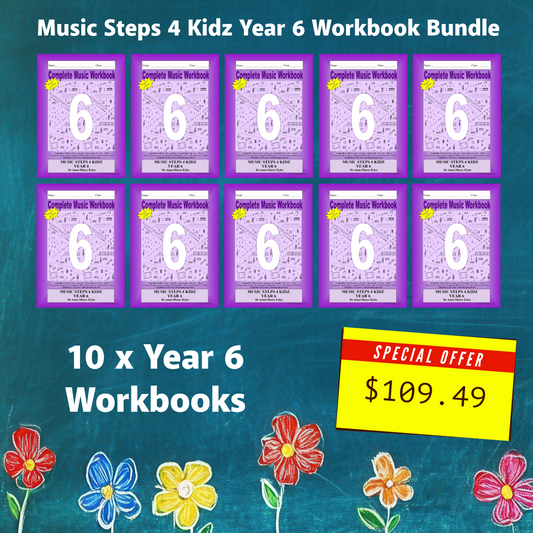 Music Stepz 4 Kidz - Year 6 Student Music Workbook (NEW) 10 Pack Classroom Bundle