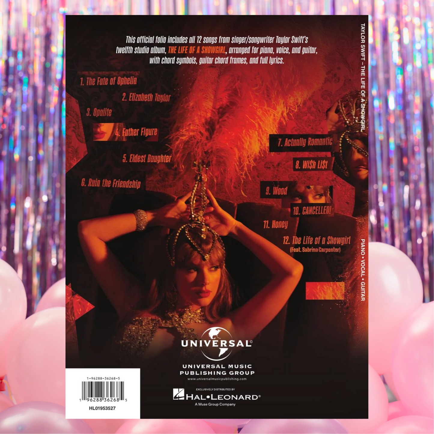 Taylor Swift - The Life of a Showgirl Piano/Vocal/Guitar Songbook (Preorder) New Release