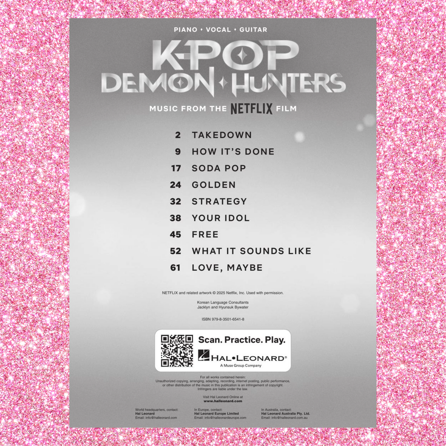 KPop Demon Hunters Music from the Netflix Film - Piano/Vocal/Guitar Songbook Preorder NEW