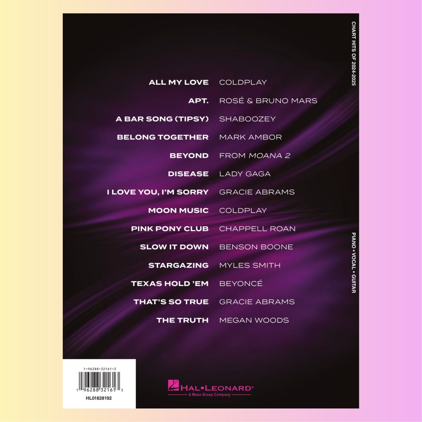 Chart Hits Of 2024-2025 - Piano/Vocal/Guitar Songbook (14 Songs)