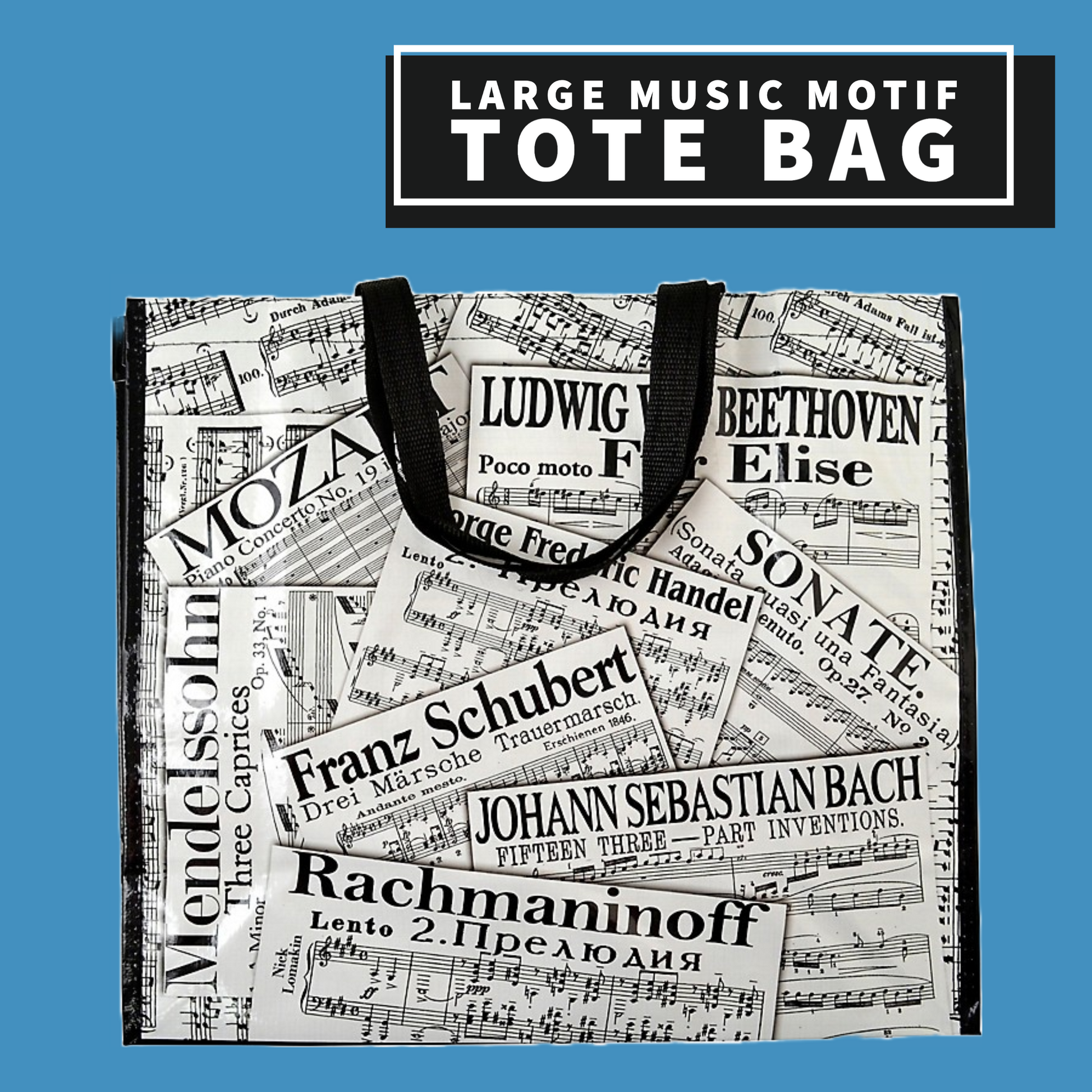 Large Music Motif Tote Bag Giftware