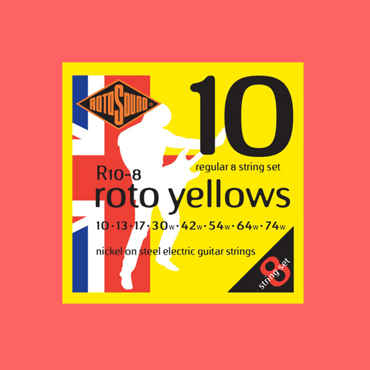Rotosound R108 Roto Yellows 8 Strings Electric String Set - 10-74