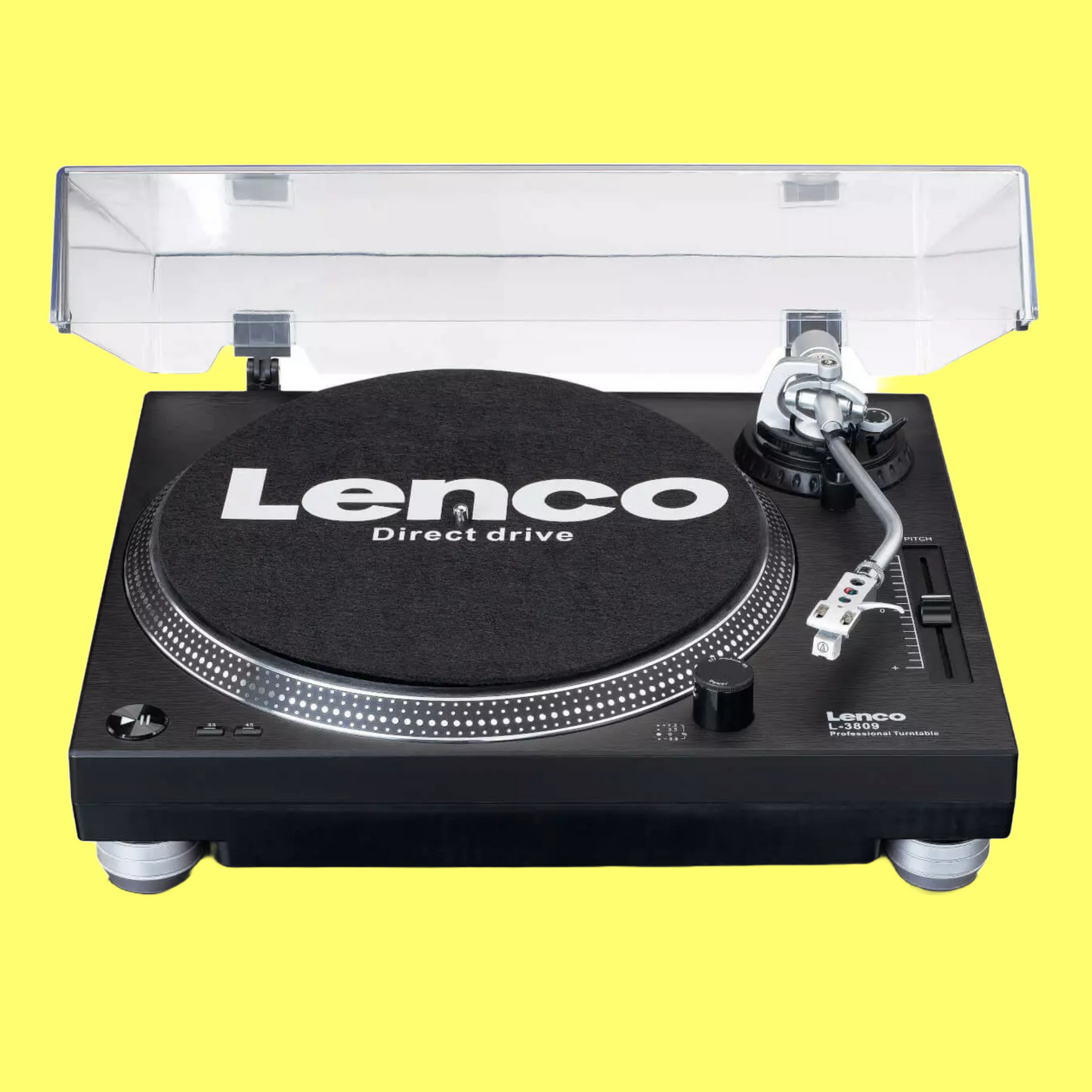 Lenco Professional Direct Drive USB Vinyl Player in Black with Dustcover