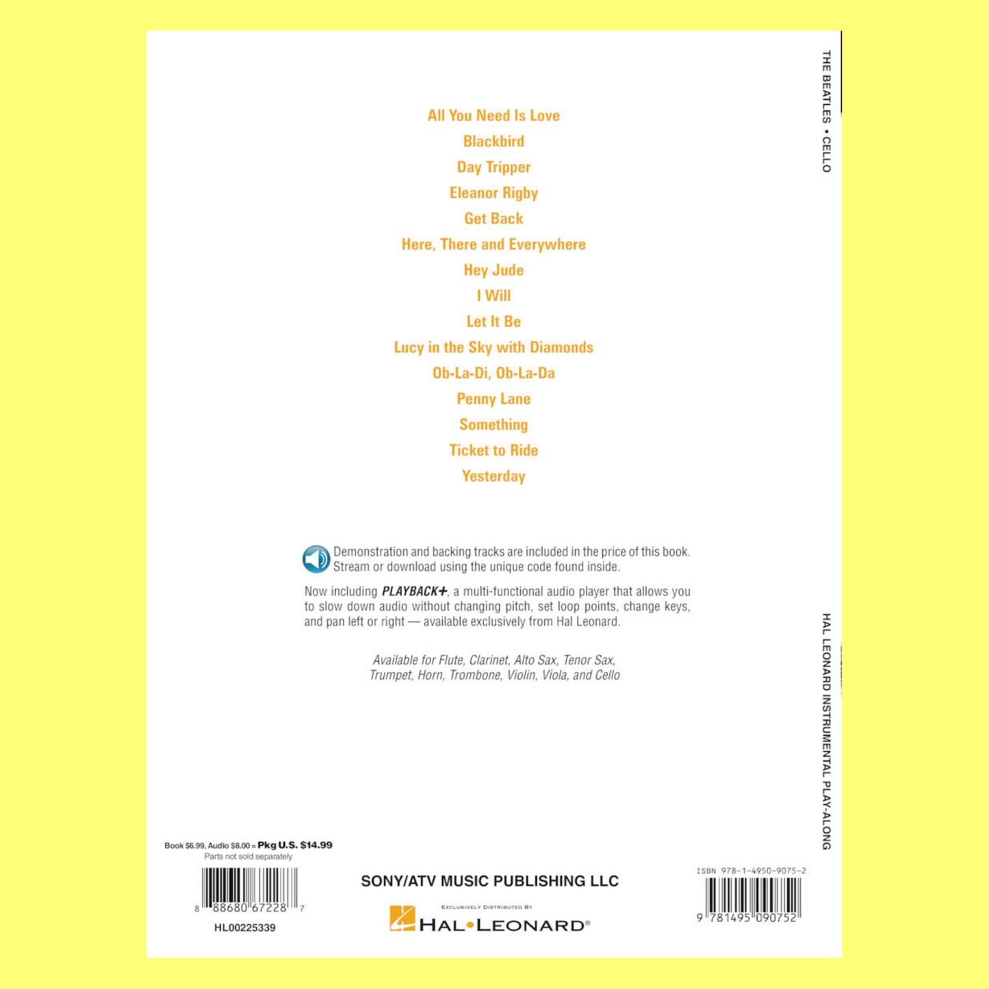 Beatles Instrumental Cello Play Along Book/Ola