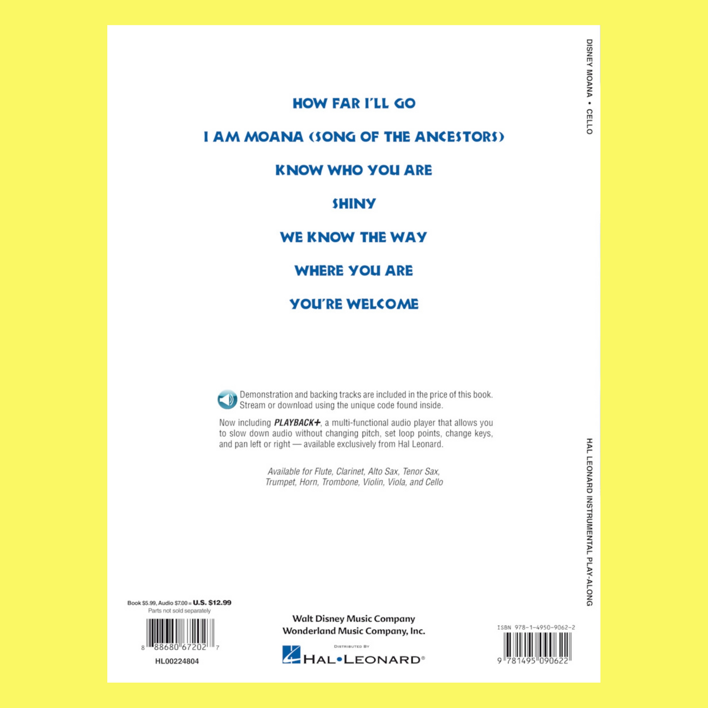 Moana For Cello Play Along Book/Ola