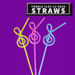 Plastic Straws - G Clef Pack Of 12 Assorted Colours Giftware