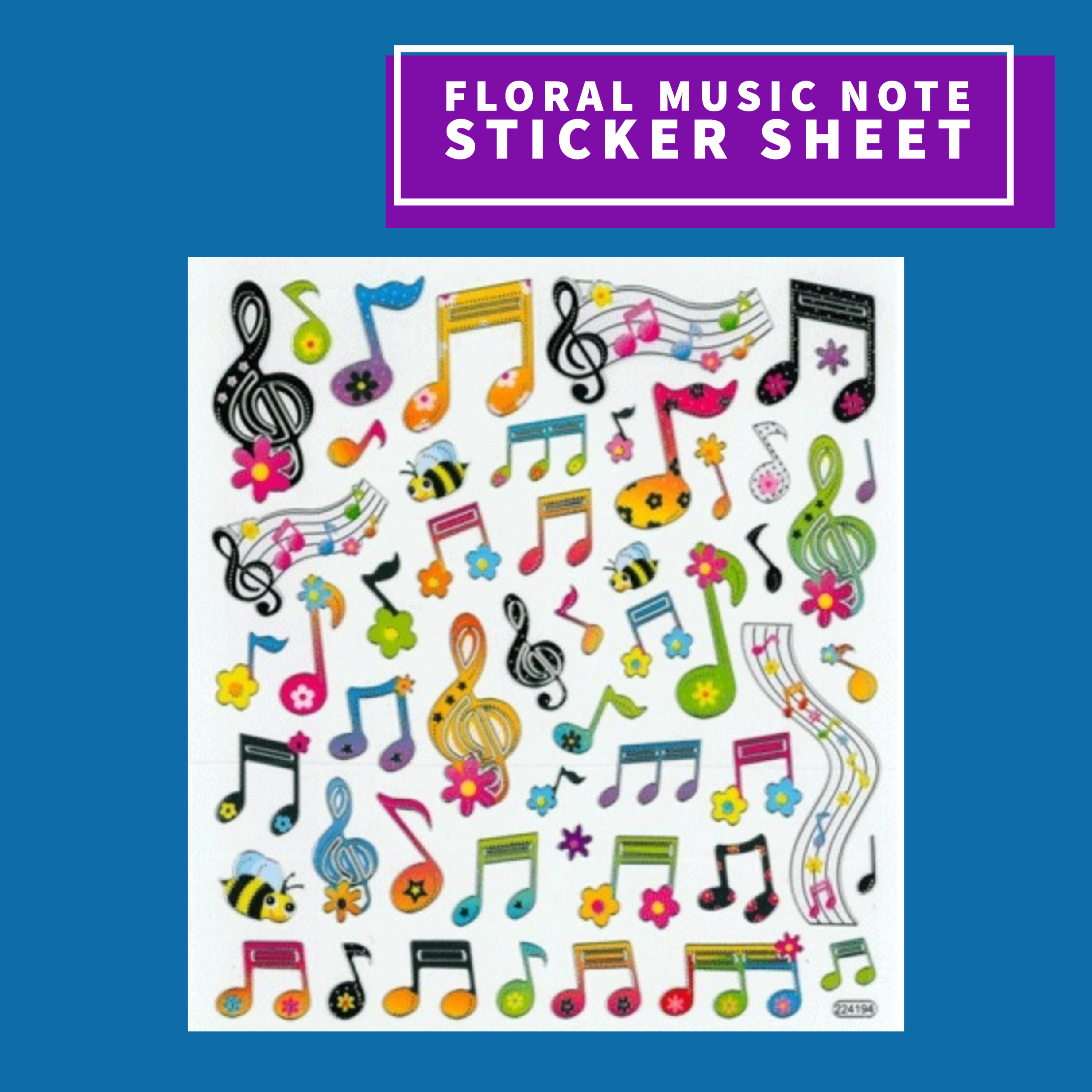 Music Stickers Sheet - Fluteoral Music Notes – Music2u.com.au