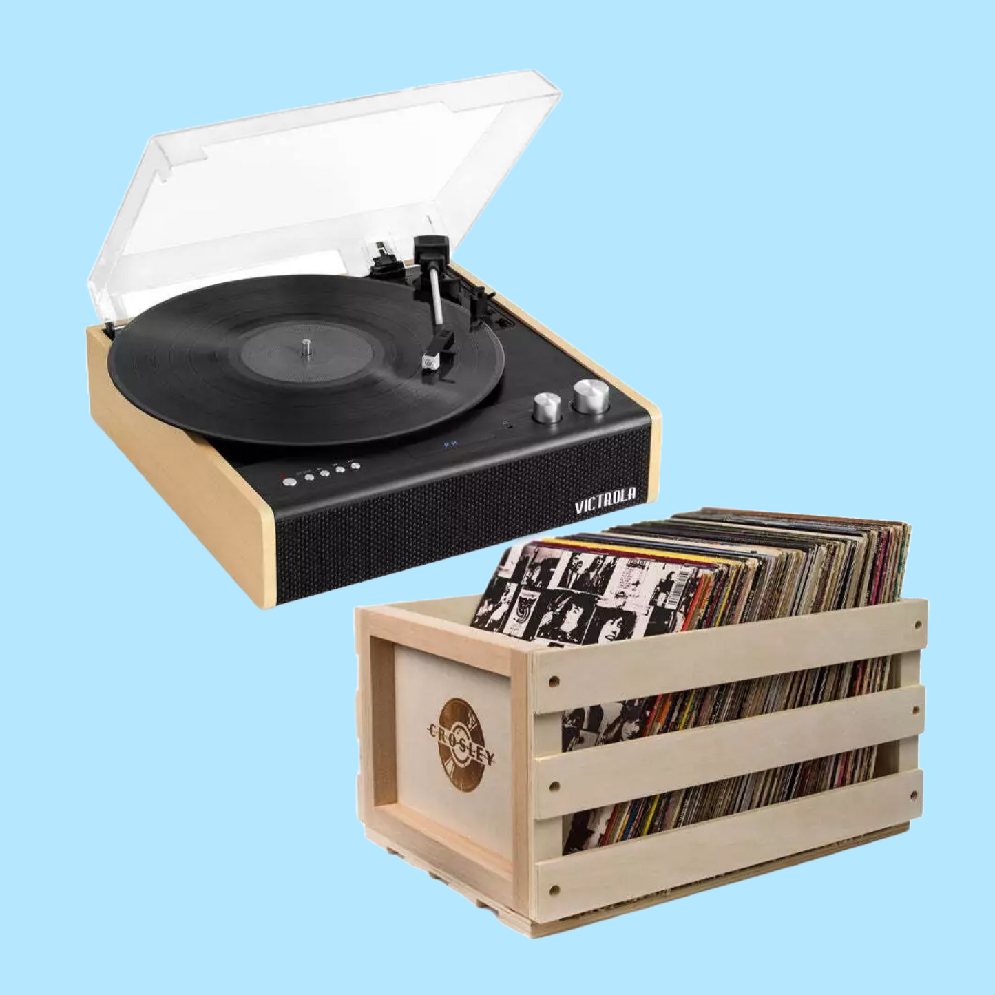 Victrola Eastwood Turntable and Vinyl Storage Crate