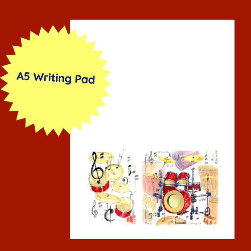 A5 Writing Pad with Drum Design