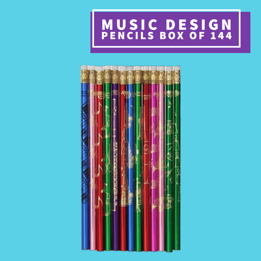 Luster Music Design Pencils Box Of 144 Assorted Colours Giftware