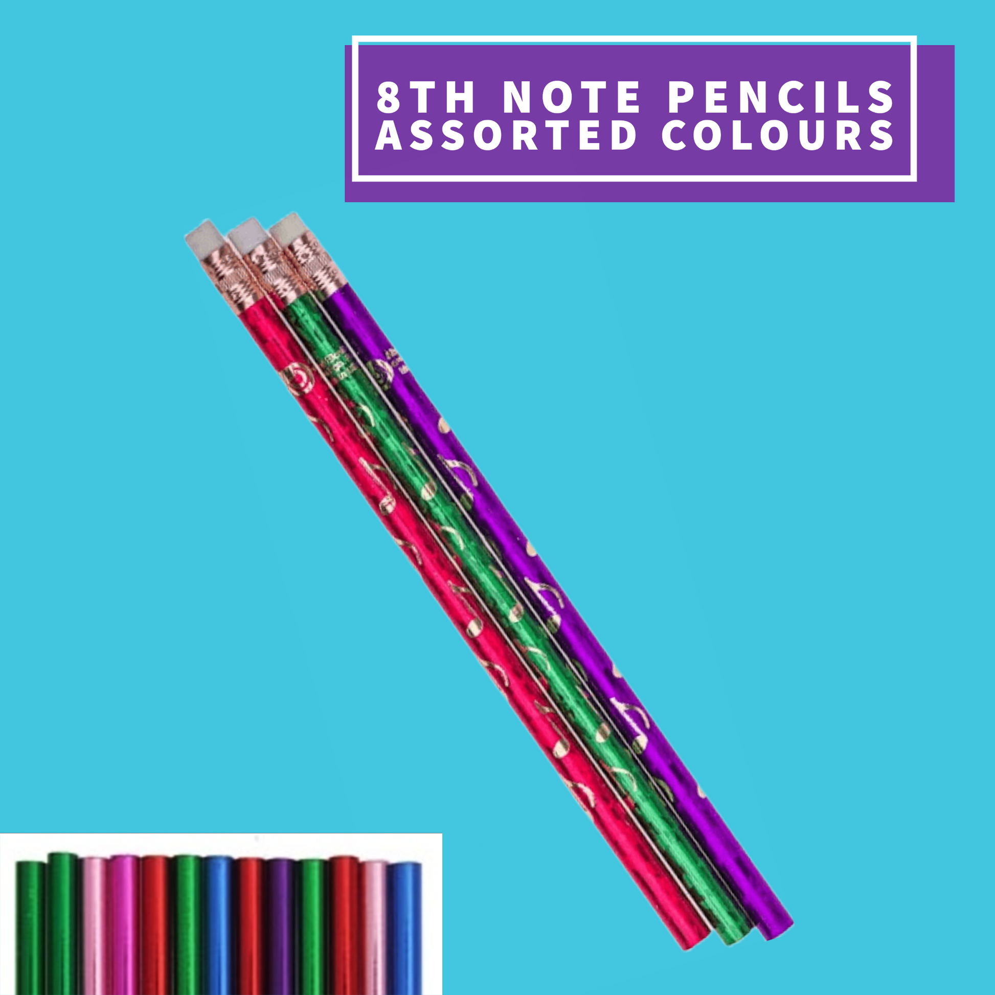 8th Note Music Theme Pencil (Assorted Colours)
