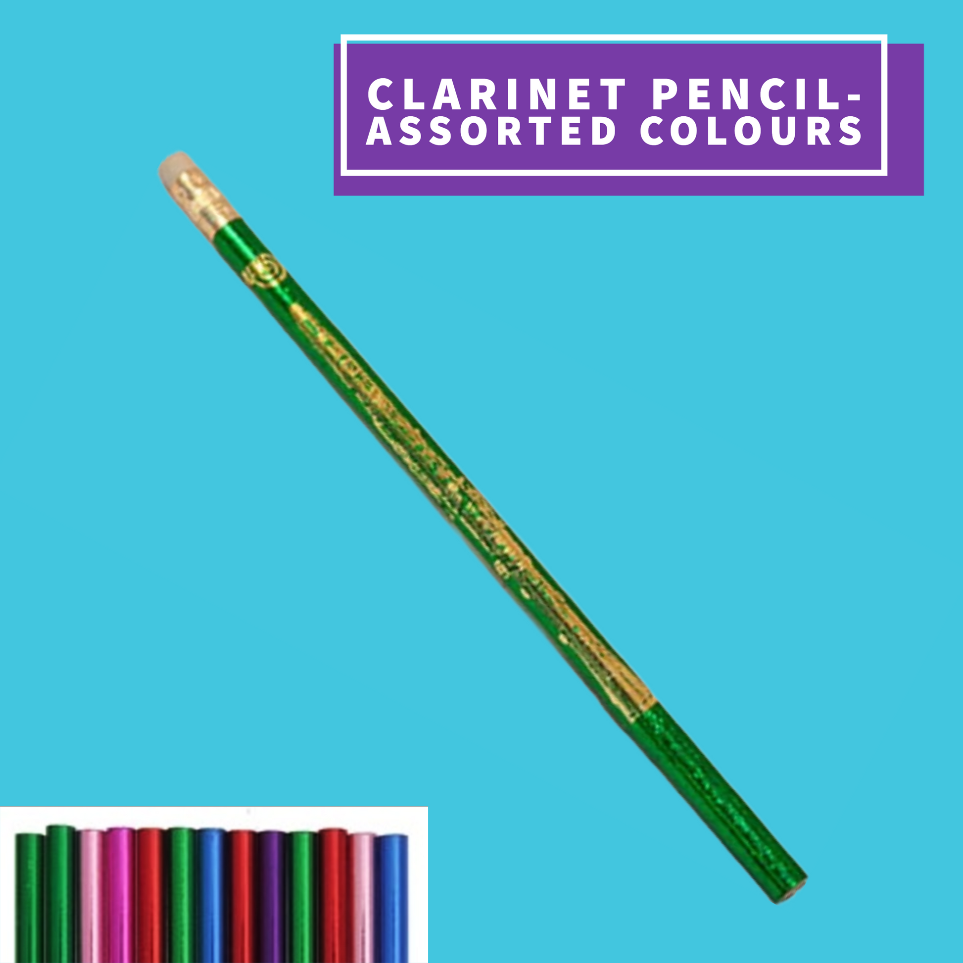 Music Theme Pencil - Clarinet Design (Assorted Colours)