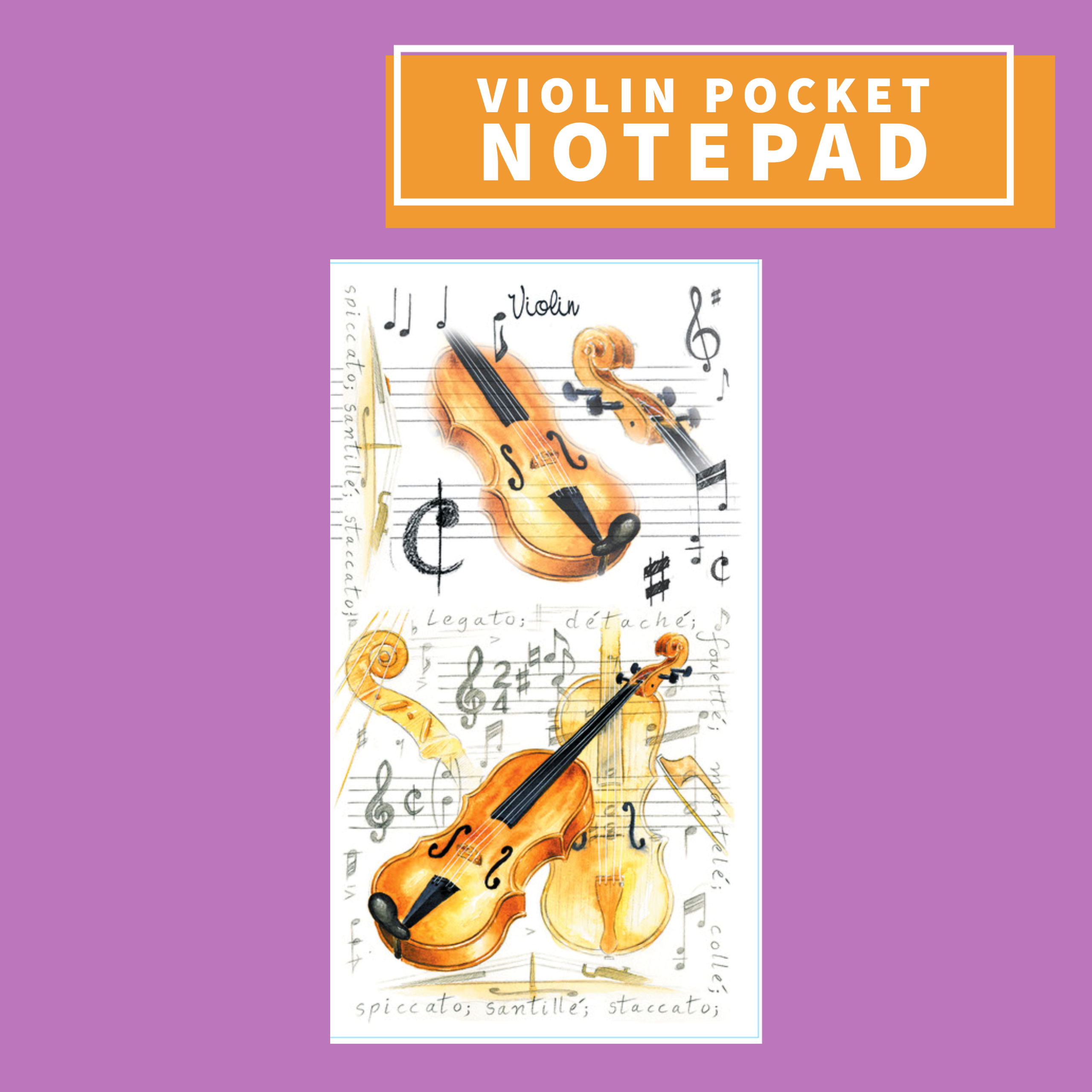 Pocket Notepad - Violin Design – Music2u.com.au