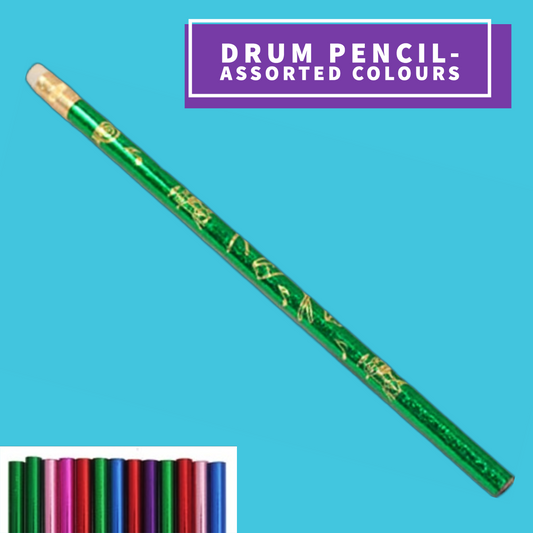 Drum Design Pencil In Assorted Colours Giftware