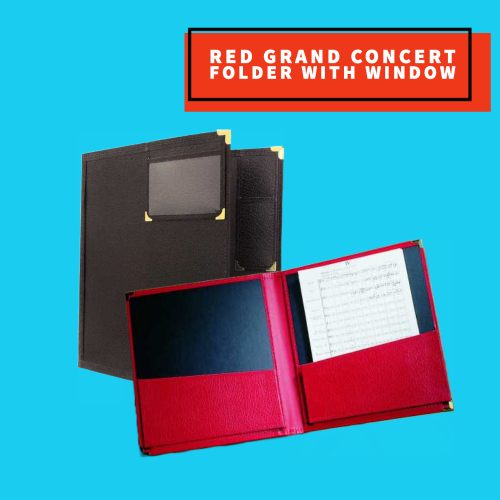 Red Grand Concert Band Folder with Pencil Pocket & Front Window (30.4cm x 35.5cm)