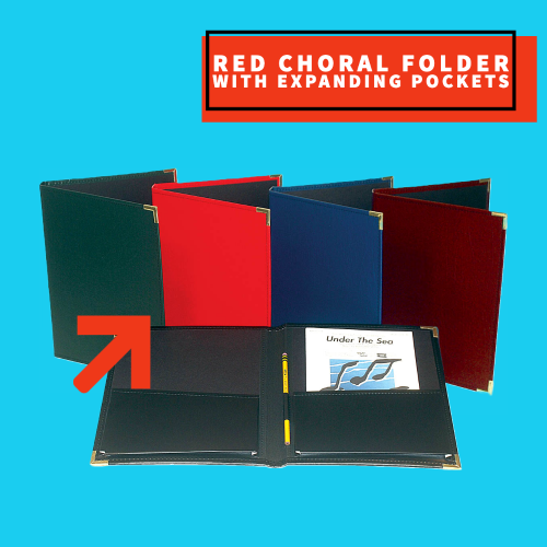 Red Choral Folder with Expanding Pockets & Pencil Loop (22.8cm x 30.5c ...