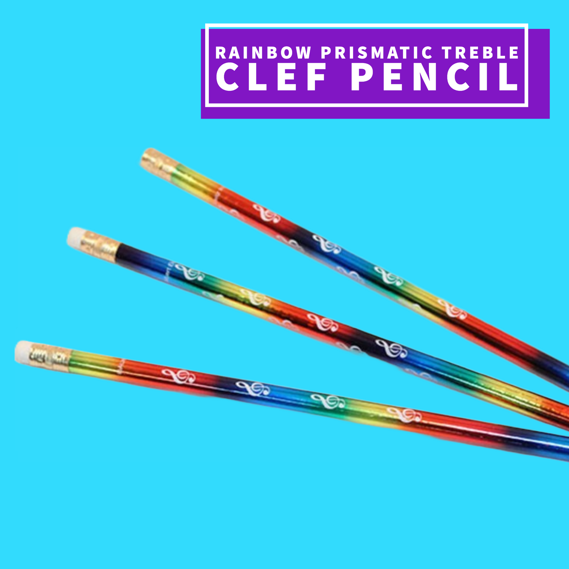 Prismatic Pencil - Rainbow with Treble Clefs Design