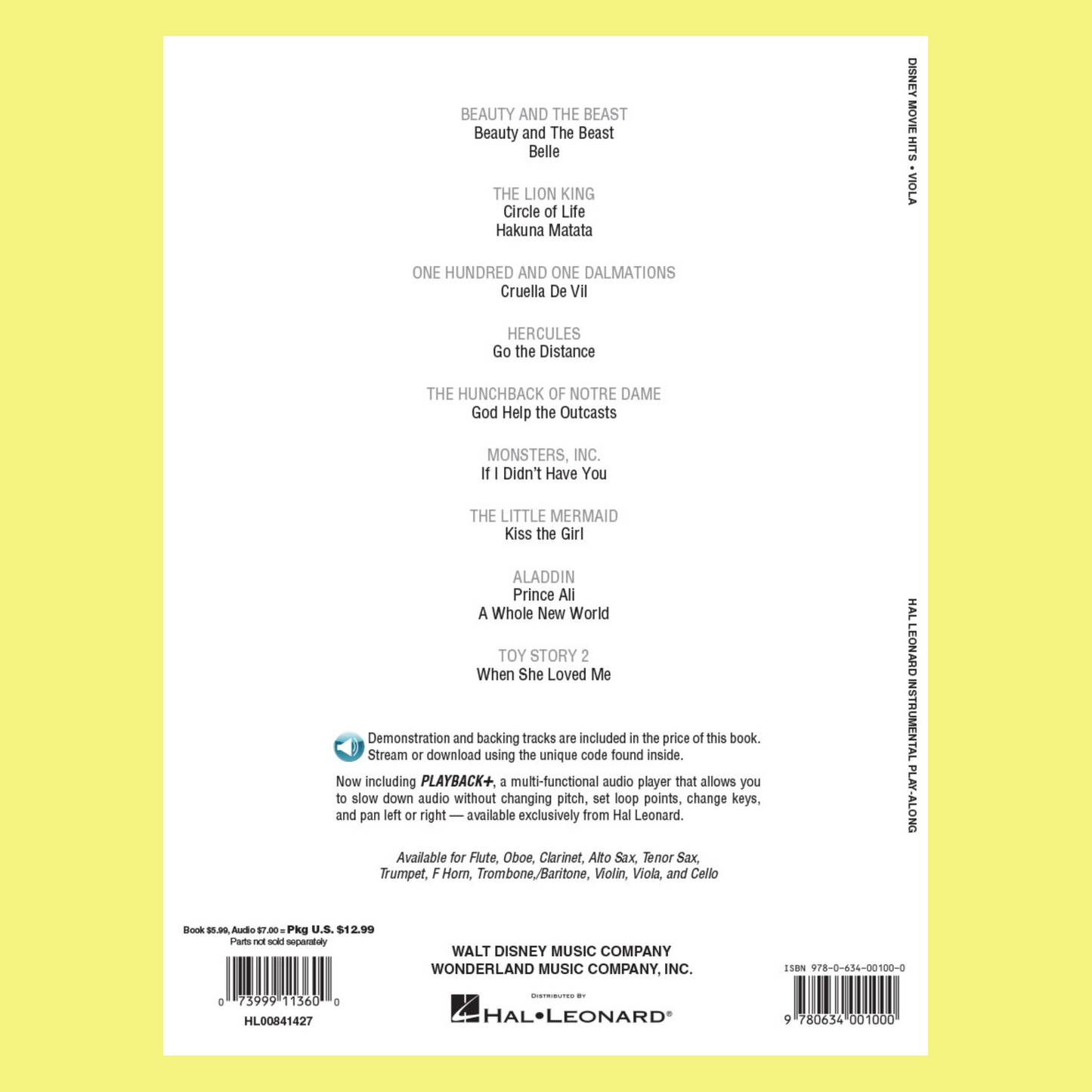 Disney Movie Hits For Viola Play Along Book/Ola