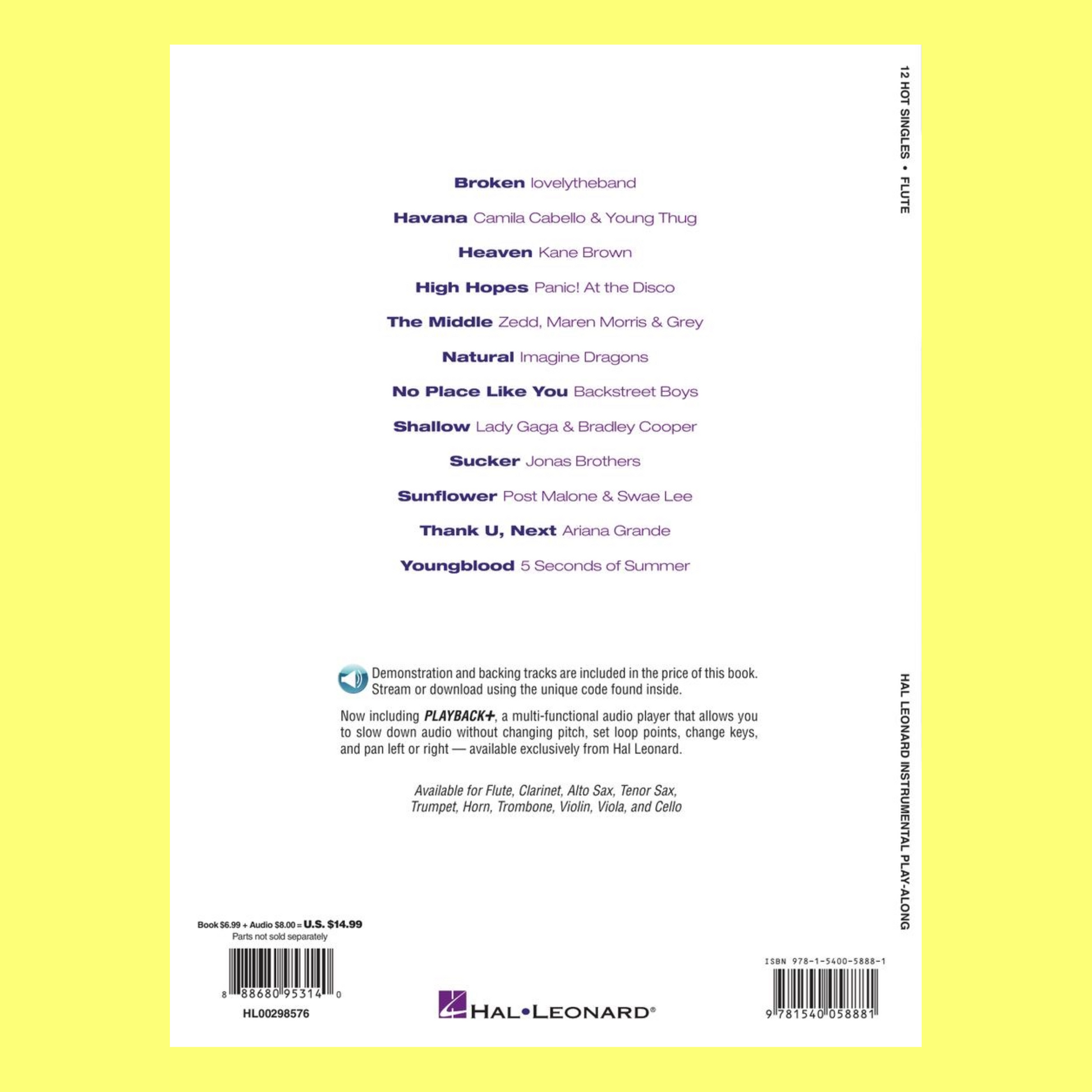 12 Hot Singles For Flute Play Along Book/Ola