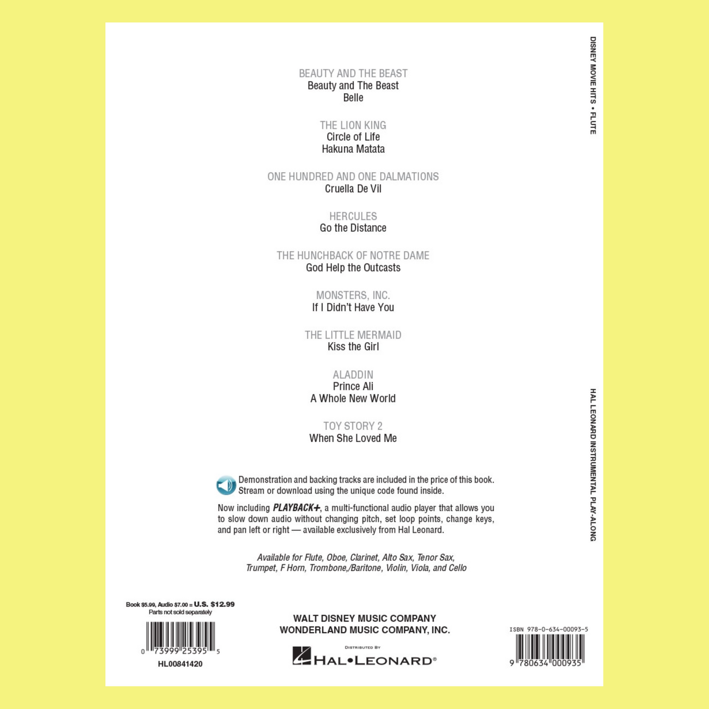 Disney Movie Hits For Flute Play Along Book/Ola