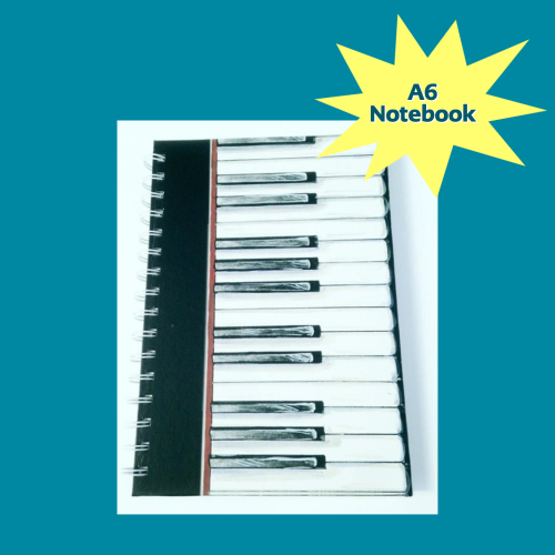 A6 Hardback Spiral Bound Notebook - Piano Keys Design Giftware