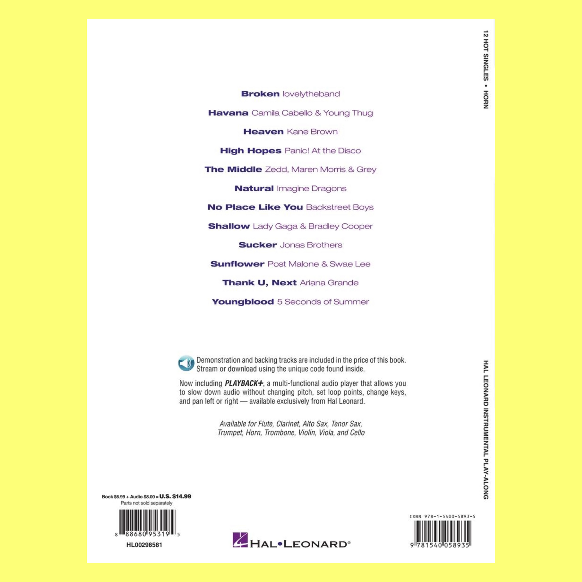 12 Hot Singles For Horn Play Along Book/Ola