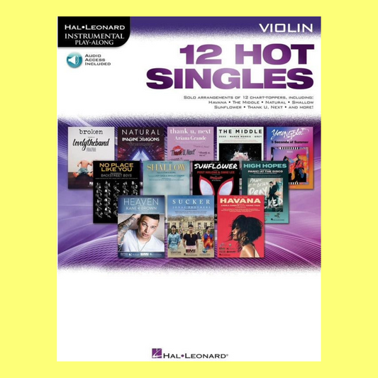 12 Hot Singles For Violin Play Along Book/Ola
