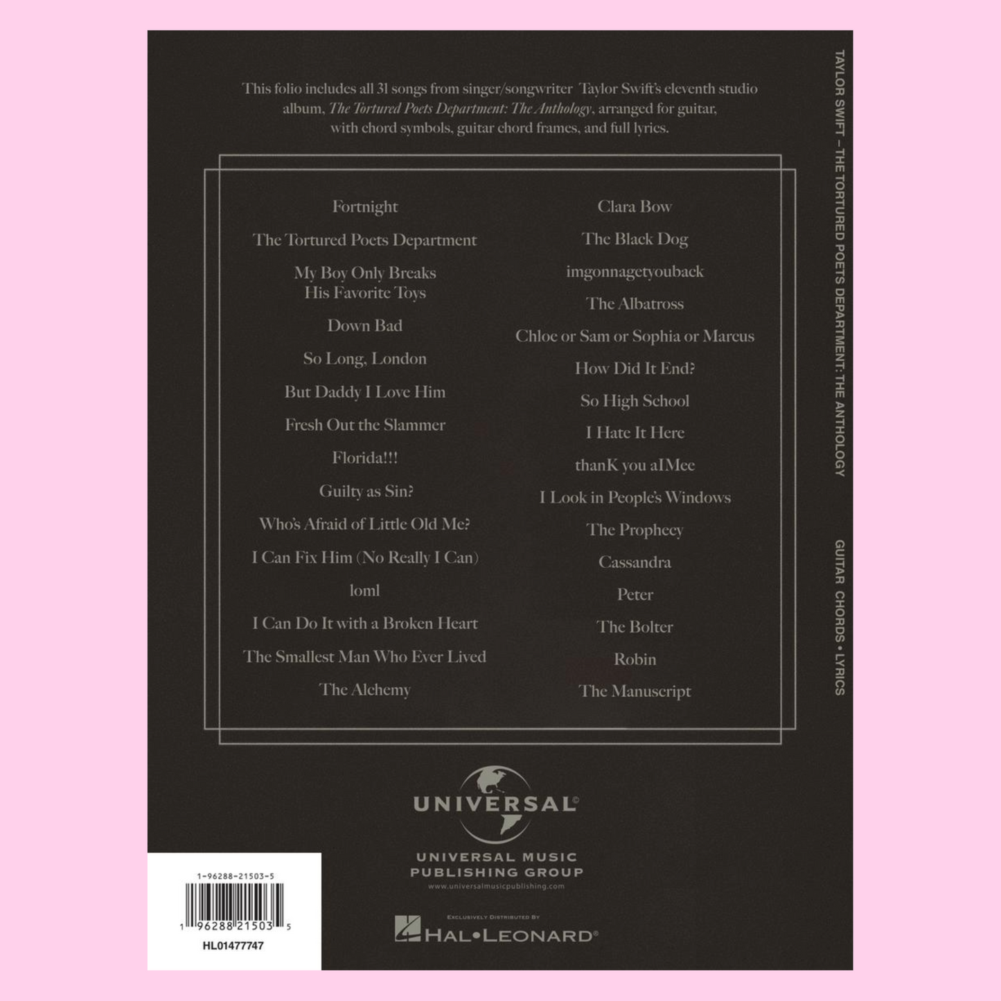 Taylor Swift - The Tortured Poets Department: Guitar & Vocal Anthology Book