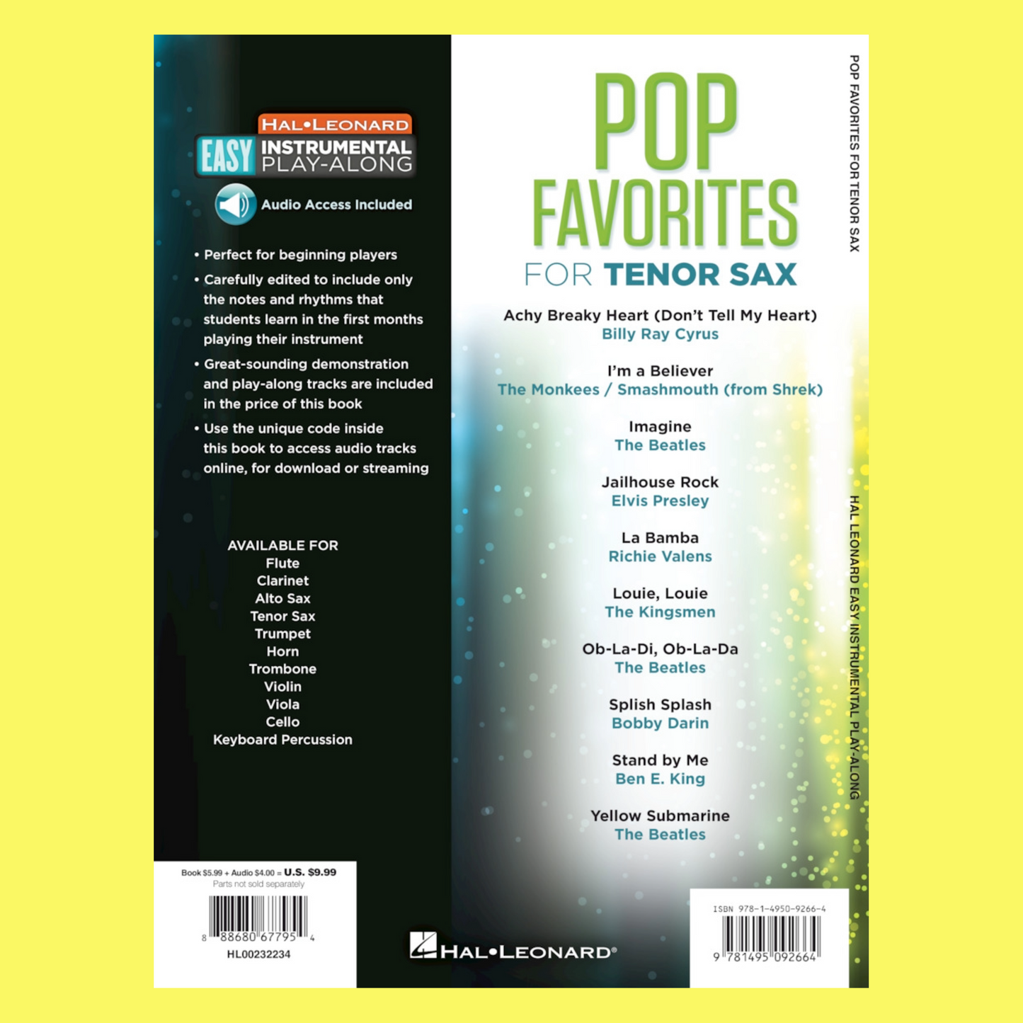 Pop Favorites For Tenor Saxophone Play Along Book/Ola