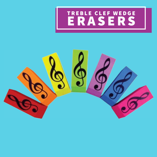 Wedge Eraser - Treble Clef Design Assorted Colours Giftware