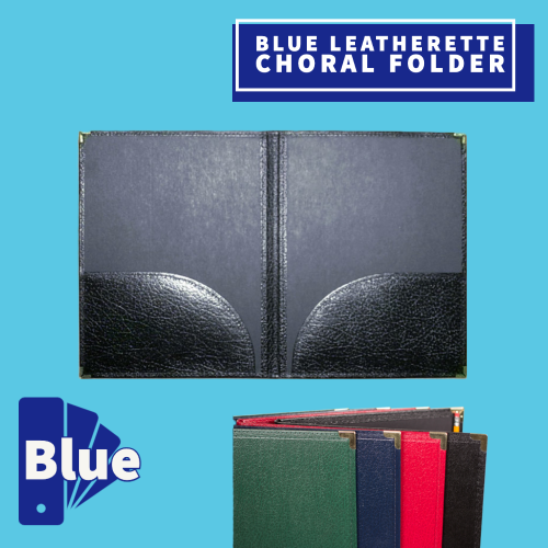 Blue Leatherette Choral Folder with Flat Pockets (22.8cm x 30.4cm)