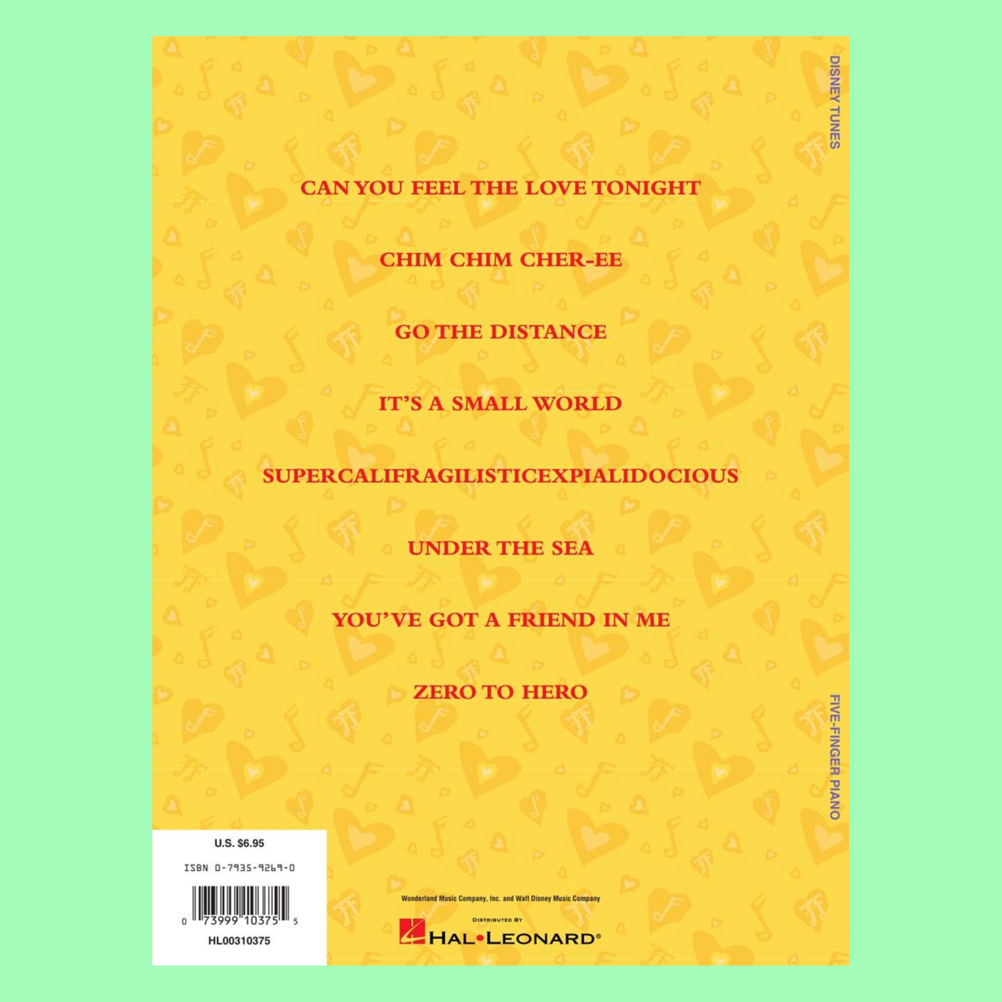 Disney Tunes For 5 Finger Piano Songbook