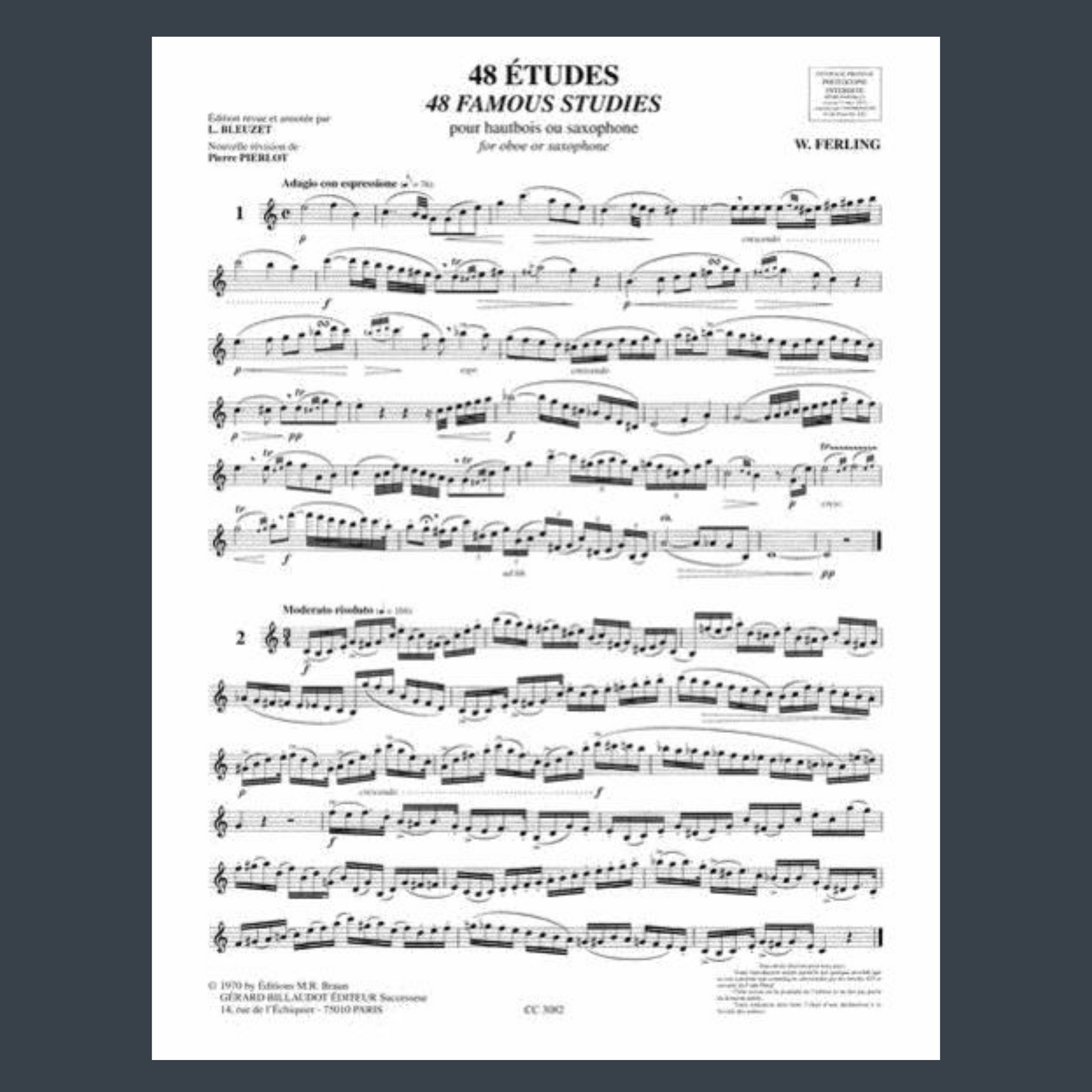 Franz Wilhelm Ferling - 48 Studies Op 31 For Oboe Book Woodwind